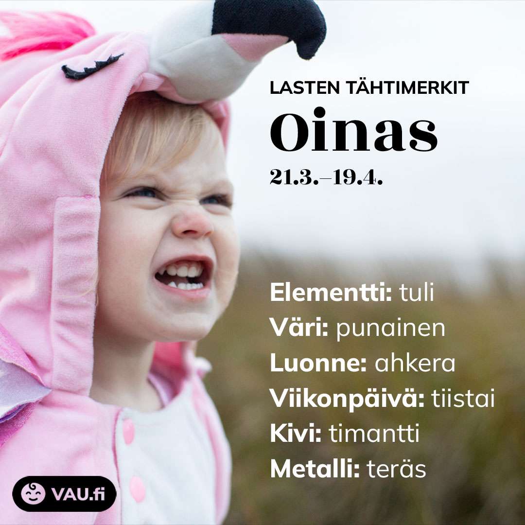 Oinas on astrologin mukaan rohkea ja sisukas lapsi.