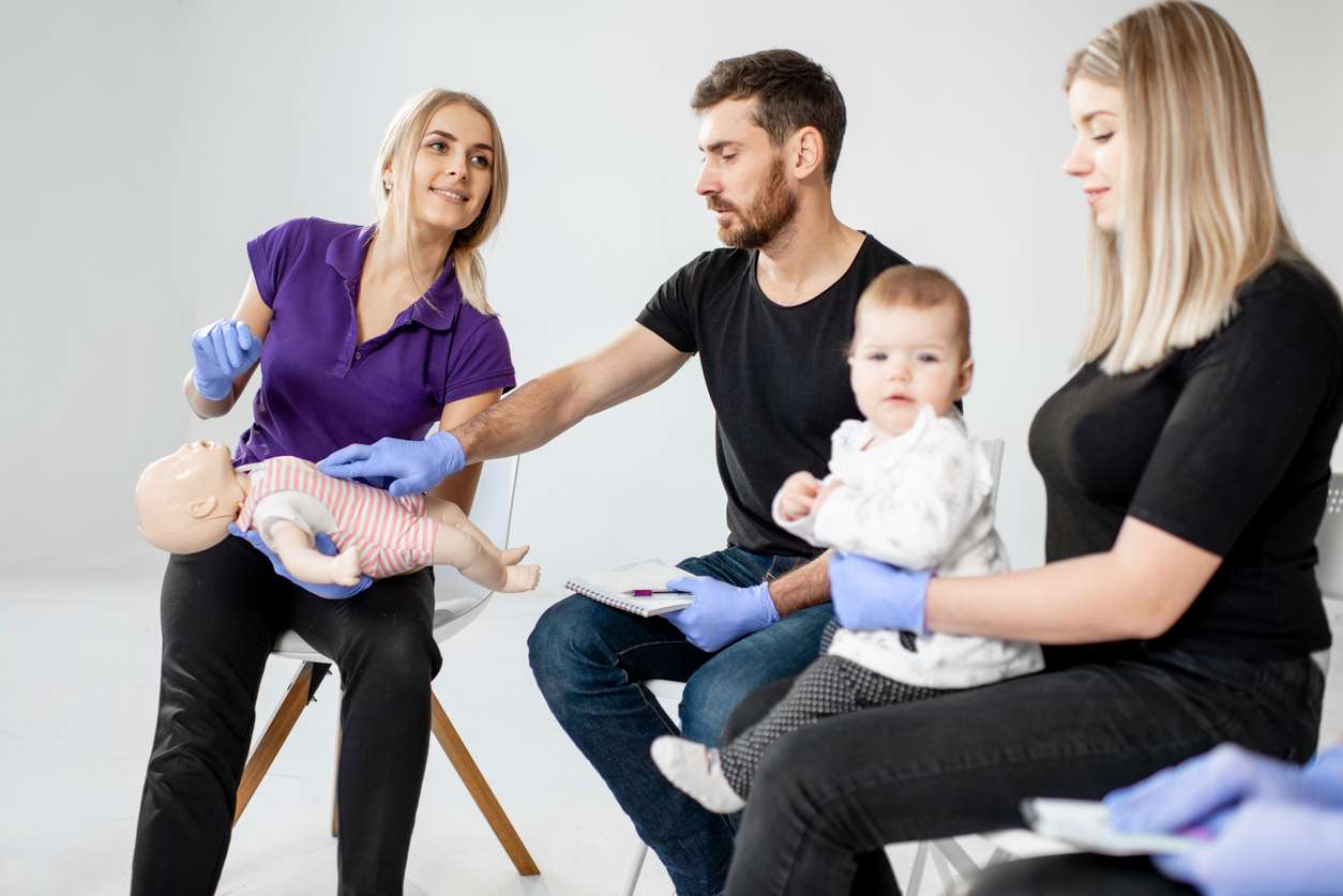 Group of people during the first aid training